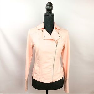Blush Pink French Terry  Moto Jacket w/ Rib detail